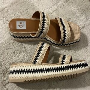 DV by Dolce Vita Cream and Black Platform Sandals